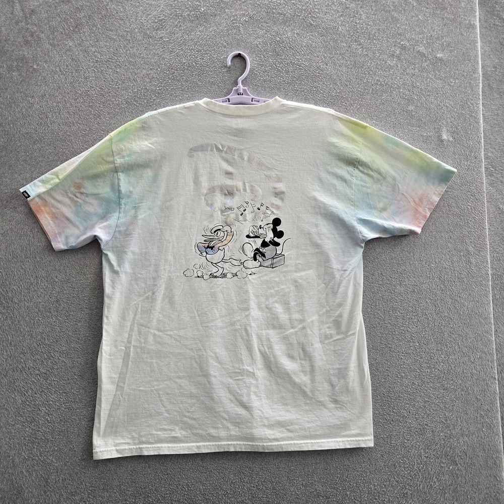 Vans x Disney Men Shirt XX-LARGE White Tie Dye Mickey Mouse Graphic Tee Classic